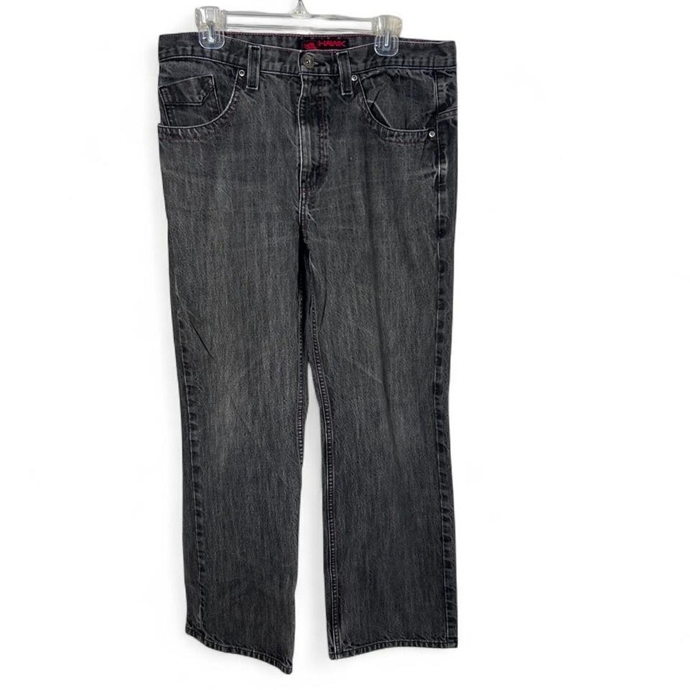 Hawk Jeans Black Denim Straight Leg Jeans 34x30 black/gray #hawk #straightleg